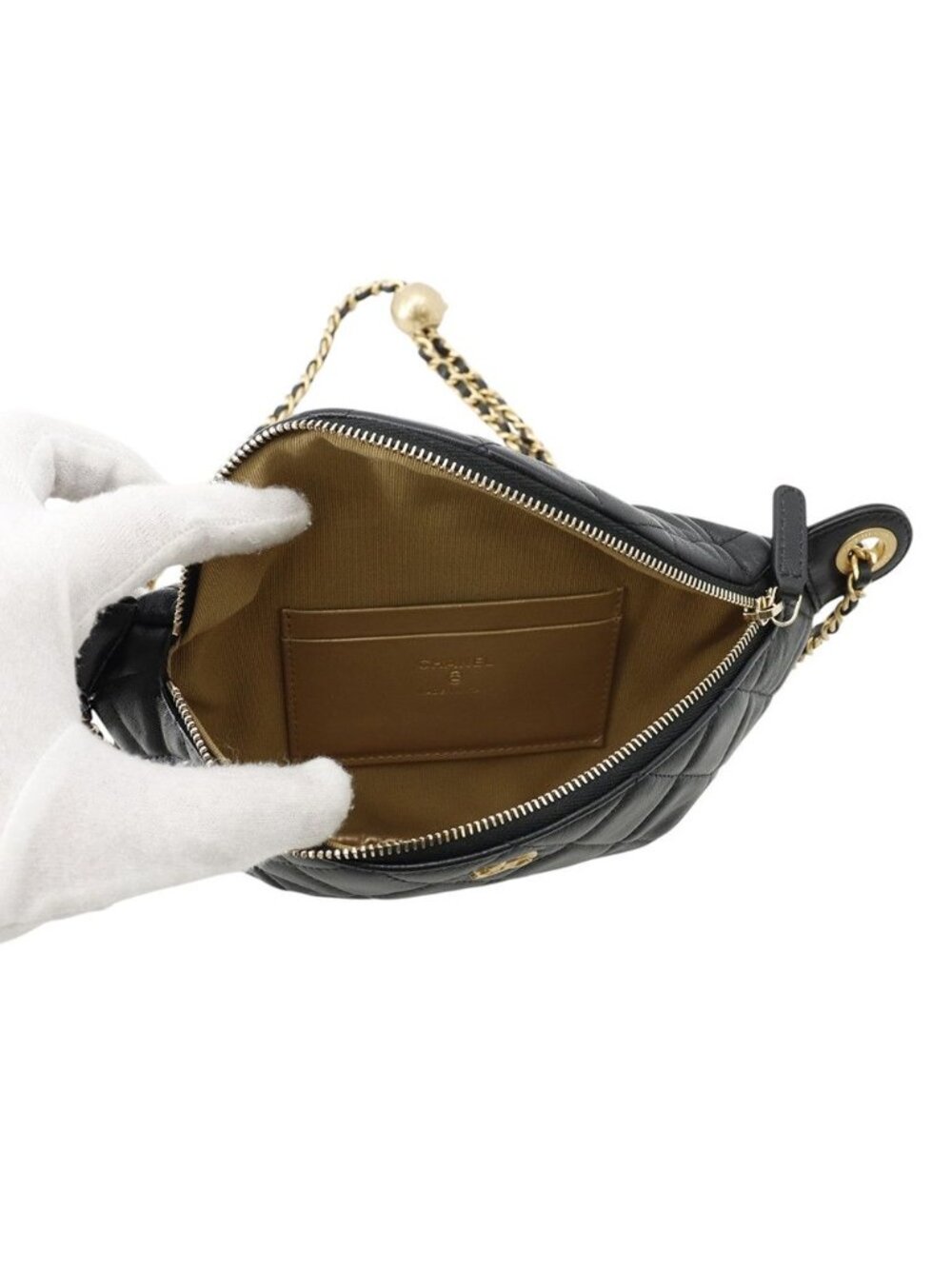 Chanel Belt Bag Quilted CC Logo Lambskin Coco Ball Black - Picture 5 of 10